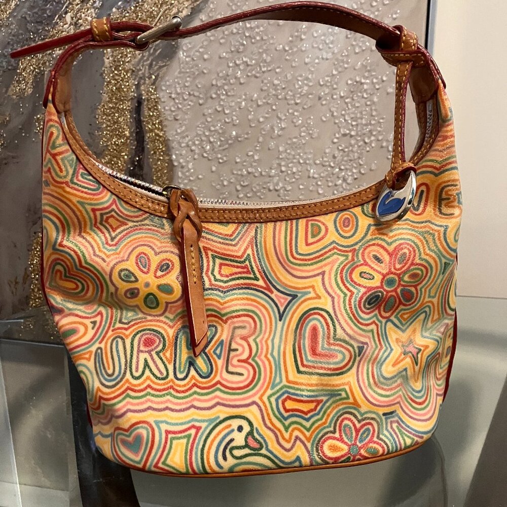 Vintage Dooney & Bourke Rainbow Scribble Hobo Bag Y2K Vintage Multicolor Purse